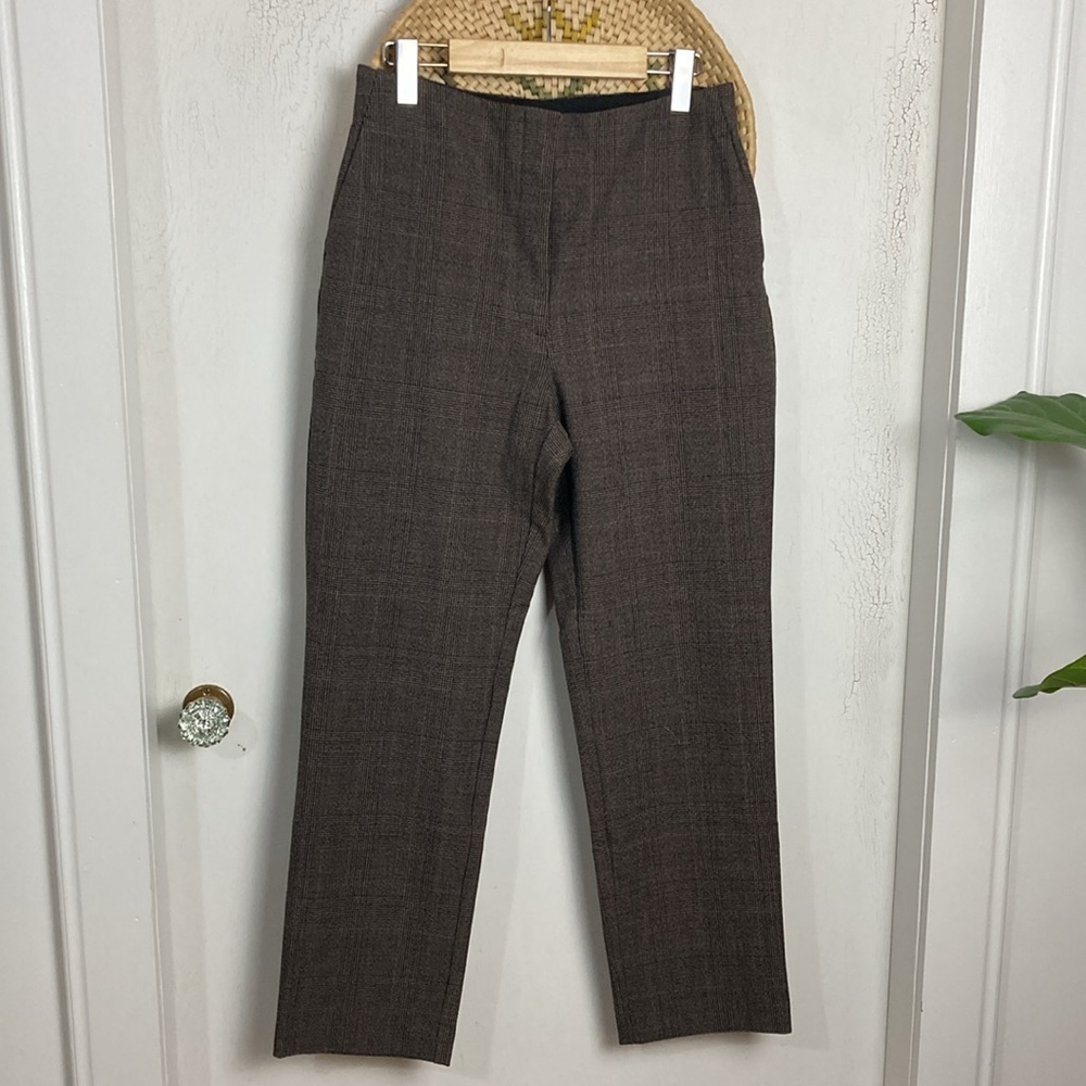LOFT Size: 6 Pants Dark Brown Plaid.